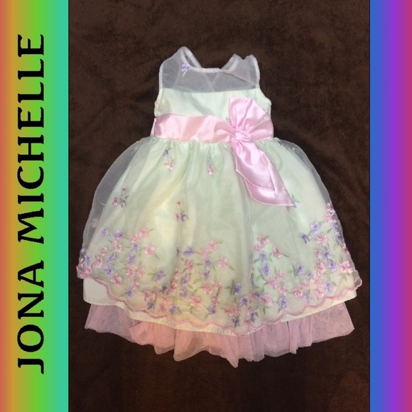JONA MICHELLE Other - MINT GREEN, SEMI SHEER EMBROIDERED FANCY DRESS